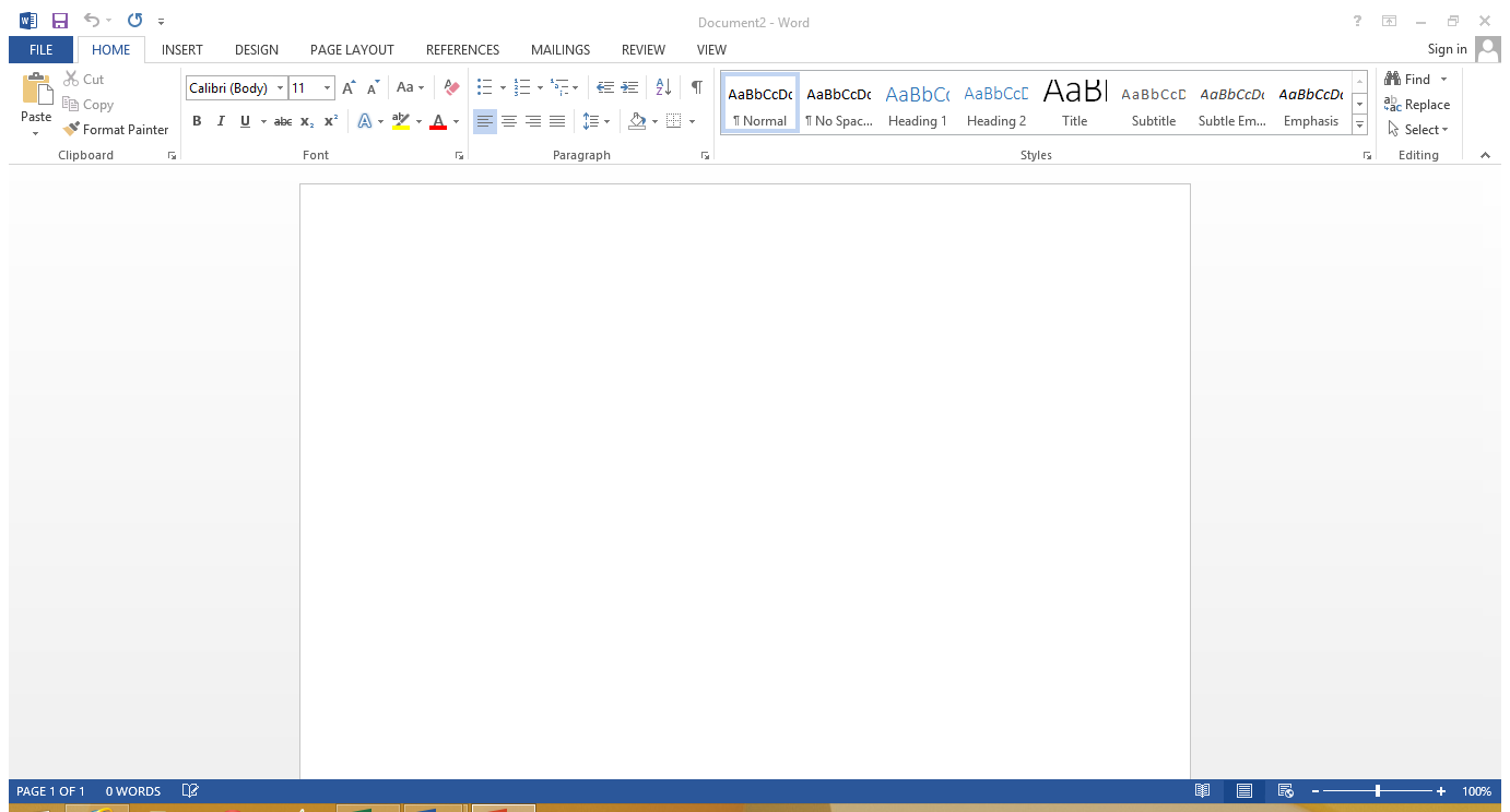 Microsoft Word 2013 Empty Document Editor (2013)